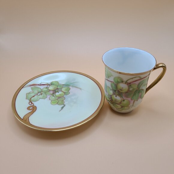 Rare Antique A. Lanternier Limoges France Cup & Saucer - Signed Duval - Picture 2 of 12